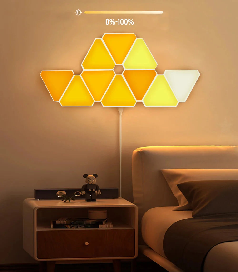 Luzes LED Smart RGB para Parede - Wi-Fi, Pack de 10, Sincronização com música Luzes LED Smart RGB para Parede - Wi-Fi, Pack de 10, Sincronização com música